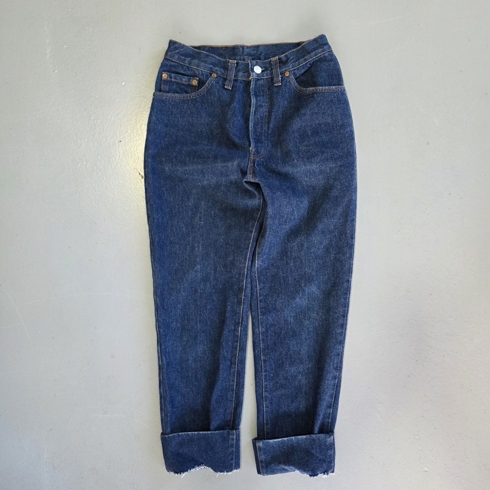 Vintage 80s Levis Cuffed Jeans Women 26x30 11 Farmer Denim 26501-0159 Button Fly